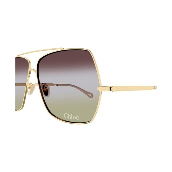 New CHLOE Gold Square CH0278S 002 Sunglasses Women - Picture 3 of 5